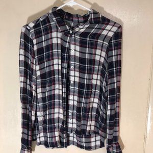 Blue, White, and Purple Button Up Flannel